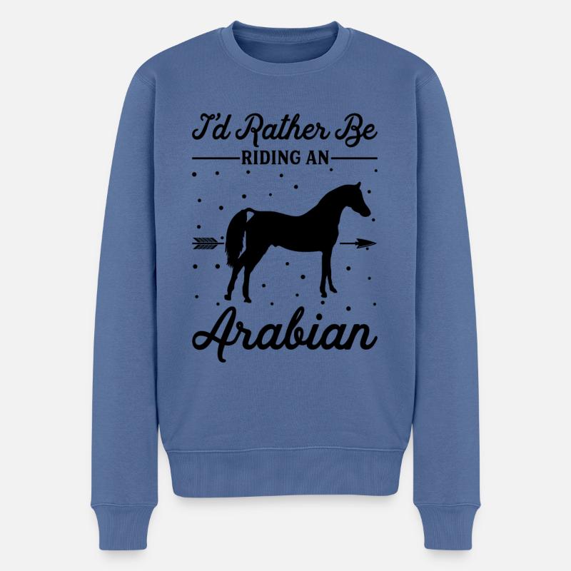 Monter un cheval arabe - Pull Premium bio Homme - bleu pigeon
