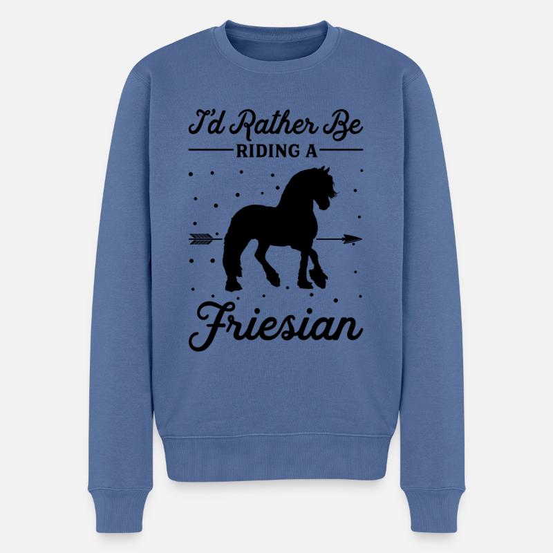 Monter un cheval frison - Pull Premium bio Homme - bleu pigeon