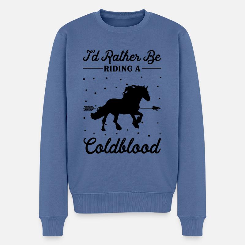 Monter un cheval Coldblut - Pull Premium bio Homme - bleu pigeon