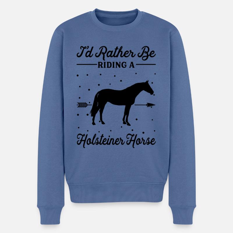 Monter un cheval Holsteiner - Pull Premium bio Homme - bleu pigeon