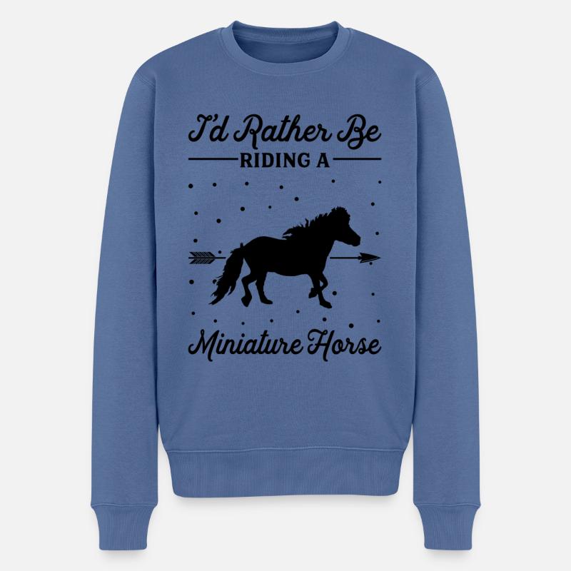 Monter un cheval miniature - Pull Premium bio Homme - bleu pigeon