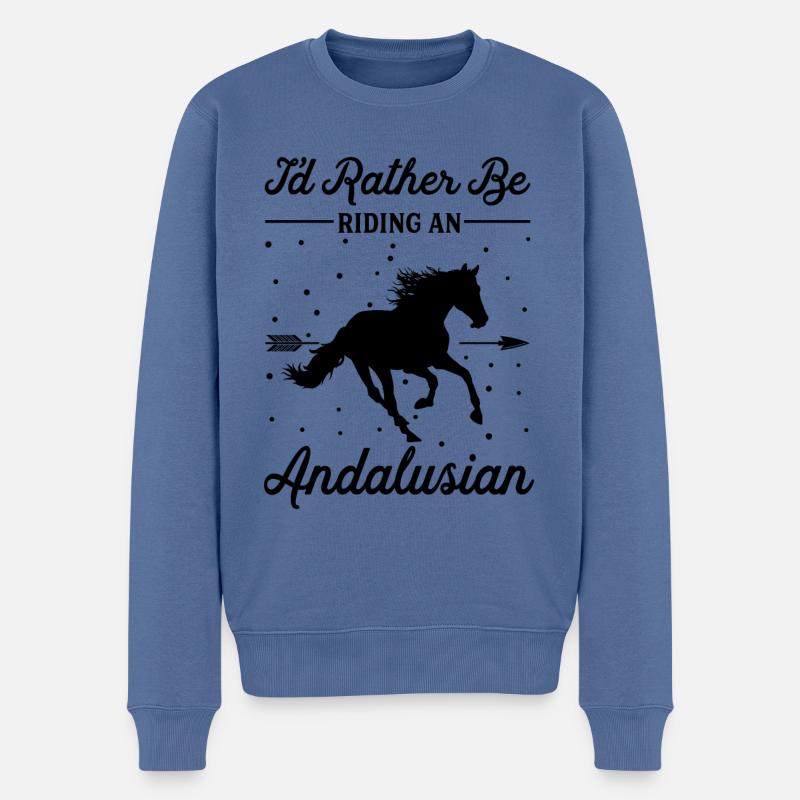 Monter à cheval andalou - Pull Premium bio Homme - bleu pigeon