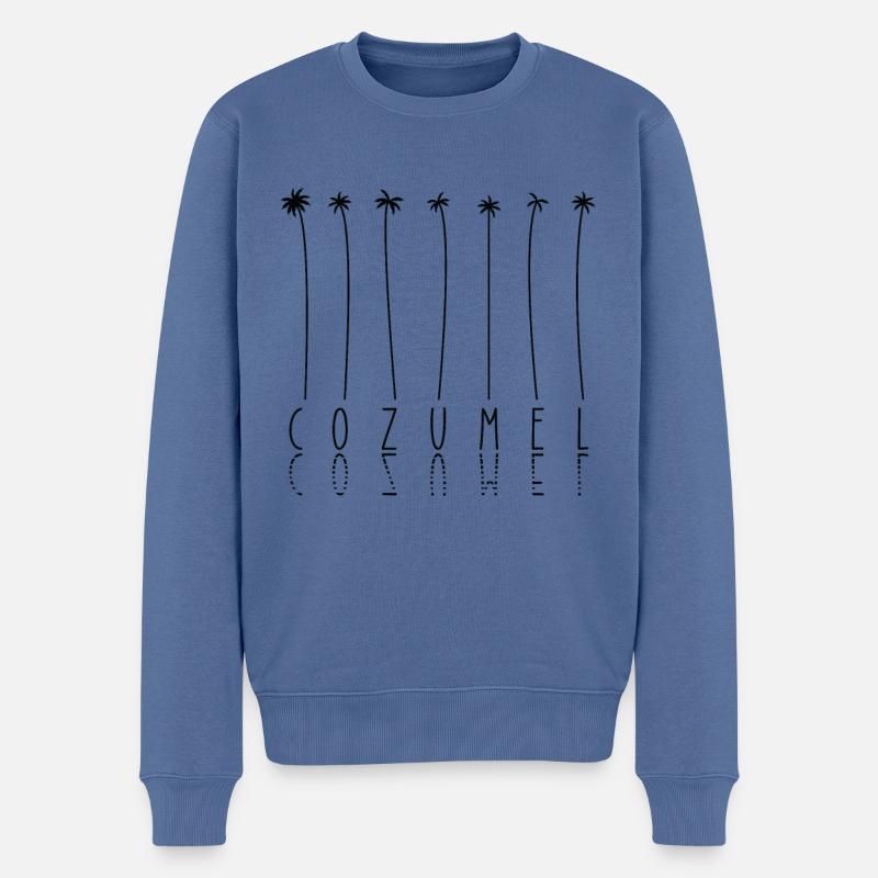 Palmier - Yucatan - Péninsule de Cozumel - Pull Premium bio Homme - bleu pigeon