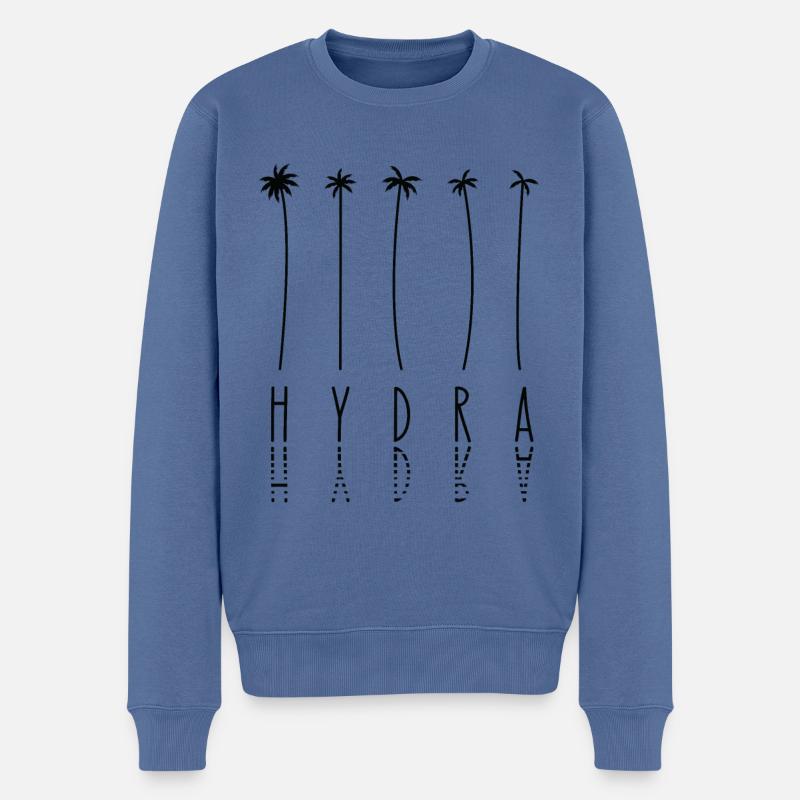 Vacances palmes - île Grèce Hydra - Pull Premium bio Homme - bleu pigeon
