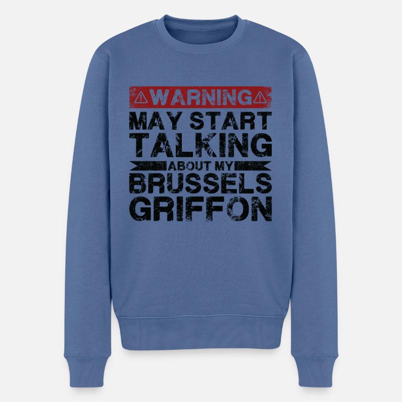 En parlant de Brussels Griffon - Pull Premium bio Homme - bleu pigeon