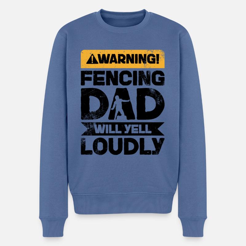 Warnschrei - Fechten Papa - Männer Premium Bio Pullover - Taubenblau
