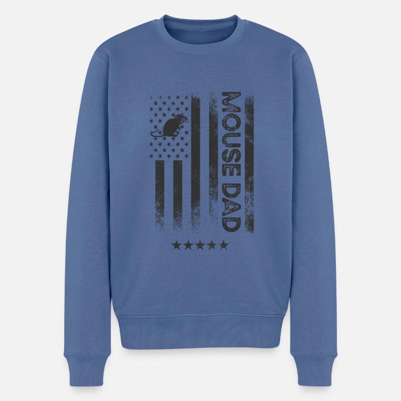 Drapeau américain - Mouse Dad - Pull Premium bio Homme - bleu pigeon