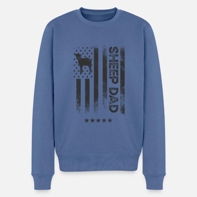 USA American Flag - Schafvater - Männer Premium Bio Pullover - Taubenblau