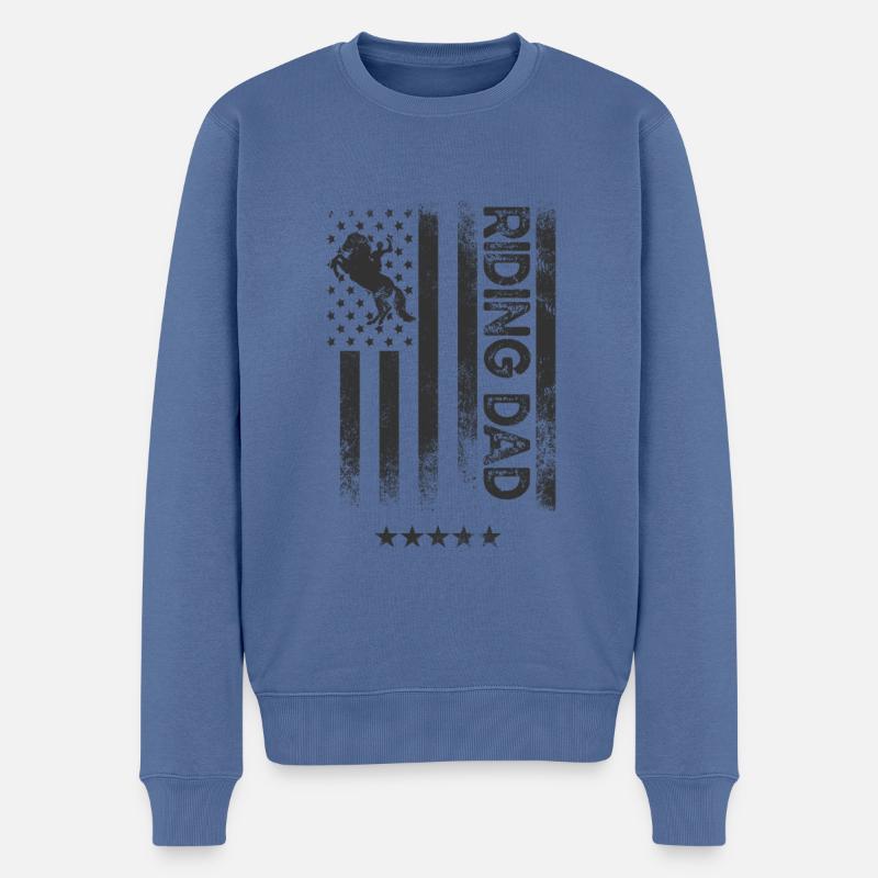 Drapeau américain - Riding Father - Pull Premium bio Homme - bleu pigeon