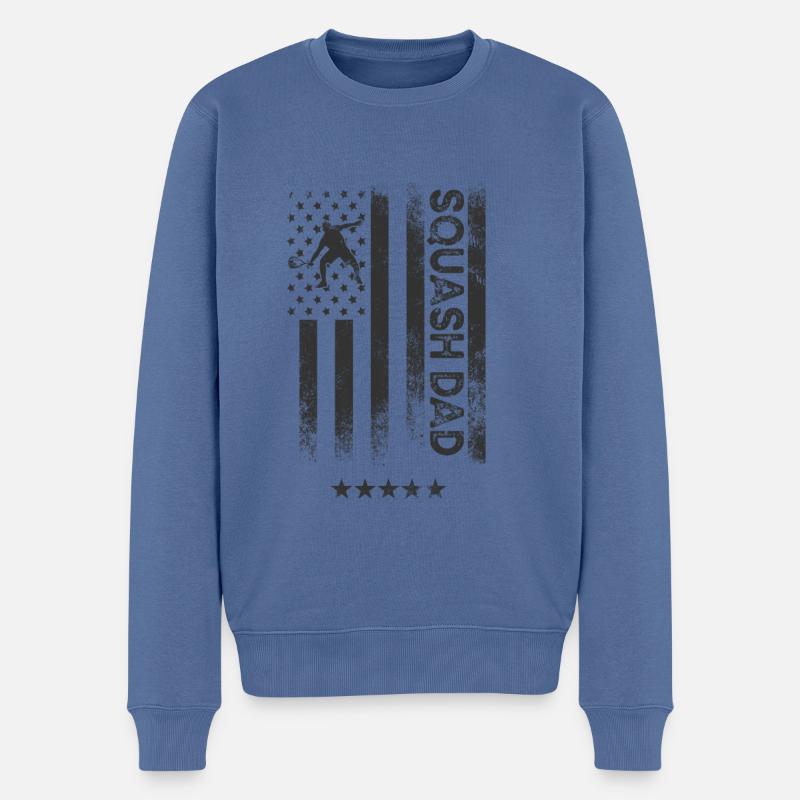 Drapeau américain - Squash Dad - Pull Premium bio Homme - bleu pigeon