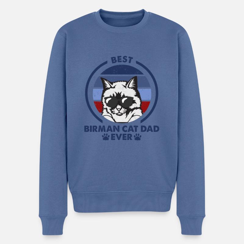 Cat Dad - Birman Katze - Männer Premium Bio Pullover - Taubenblau