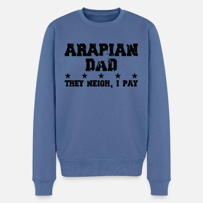 Père du cheval - Arabe - Pull Premium bio Homme - bleu pigeon