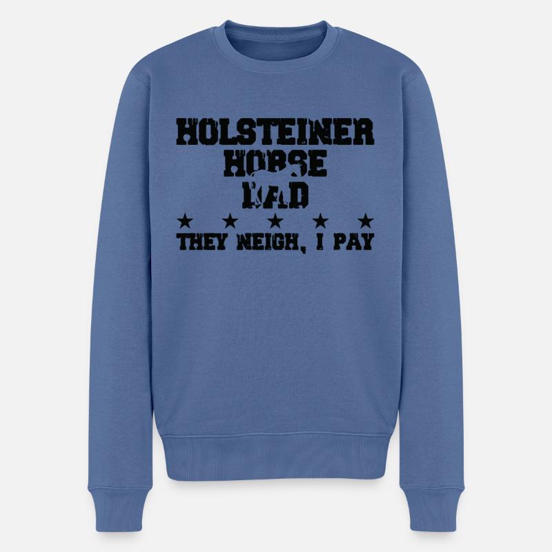 Pferdes Vater - Holsteiner Pferd - Männer Premium Bio Pullover - Taubenblau