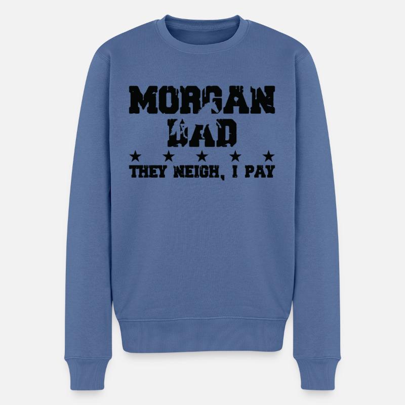 Pferdevater - Morgan - Männer Premium Bio Pullover - Taubenblau