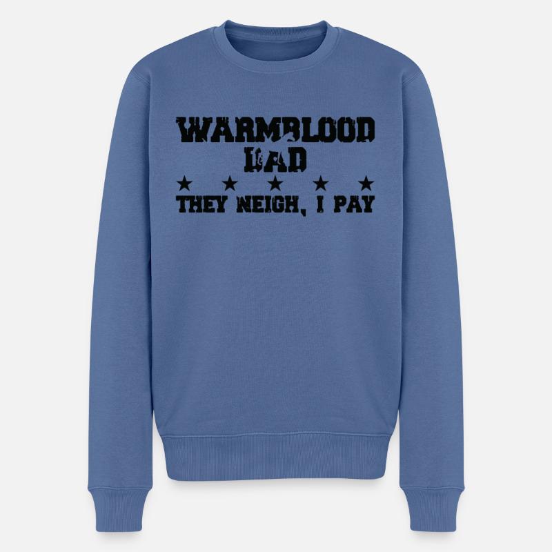 Pferdes Vater - Warmblut - Männer Premium Bio Pullover - Taubenblau