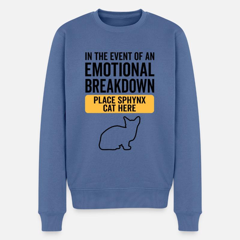 Émotionnel - Sphynx Cat - Pull Premium bio Homme - bleu pigeon