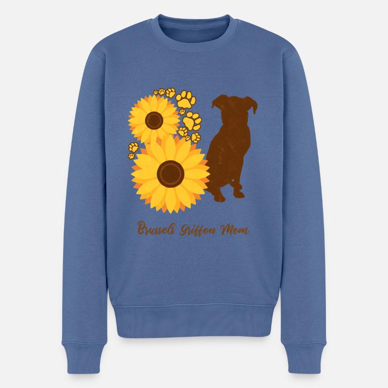 Mère Tournesol - Griffon de Bruxelles - Pull Premium bio Homme - bleu pigeon