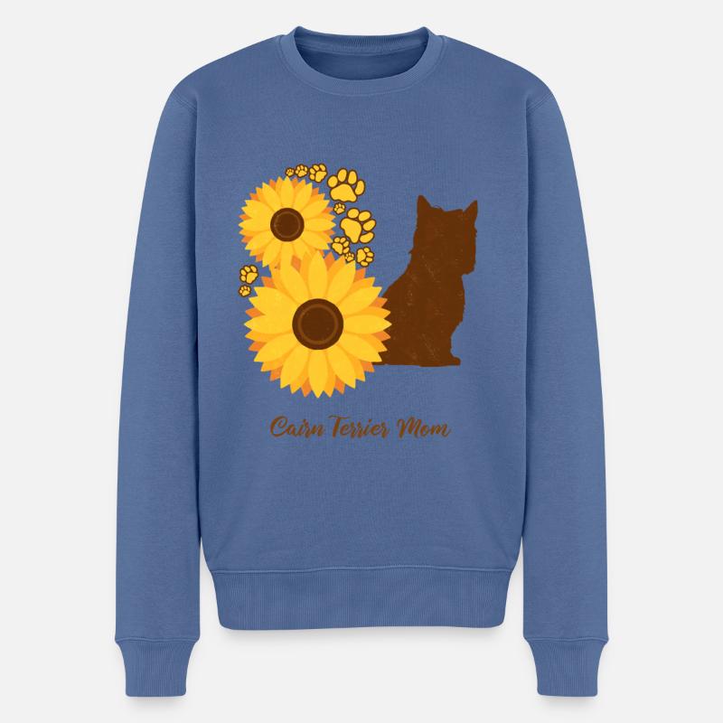 Mère tournesol - Cairn Terrier - Pull Premium bio Homme - bleu pigeon