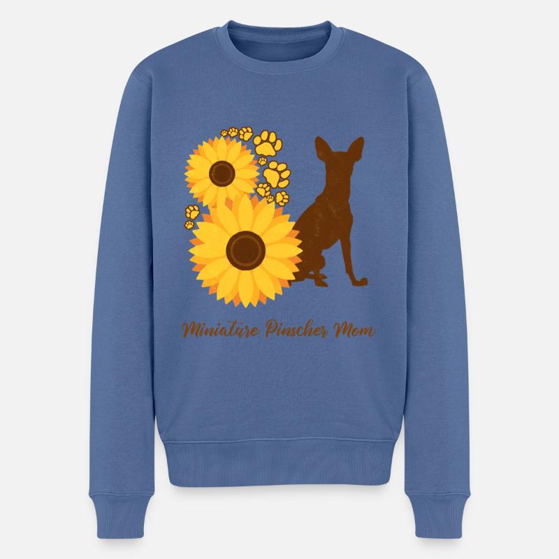 Sonnenblumen-Mutter - Zwergpinscher - Männer Premium Bio Pullover - Taubenblau