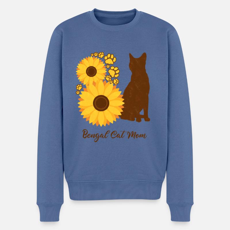 Sonnenblumenmutter - Bengalkatze - Männer Premium Bio Pullover - Taubenblau