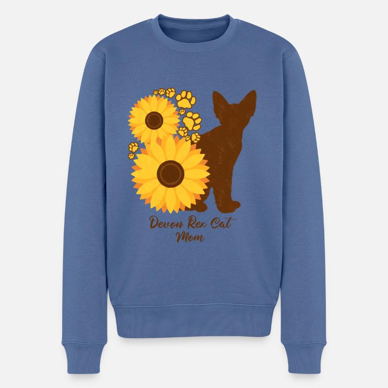 Sonnenblumenmutter - Devon Rex Cat - Männer Premium Bio Pullover - Taubenblau