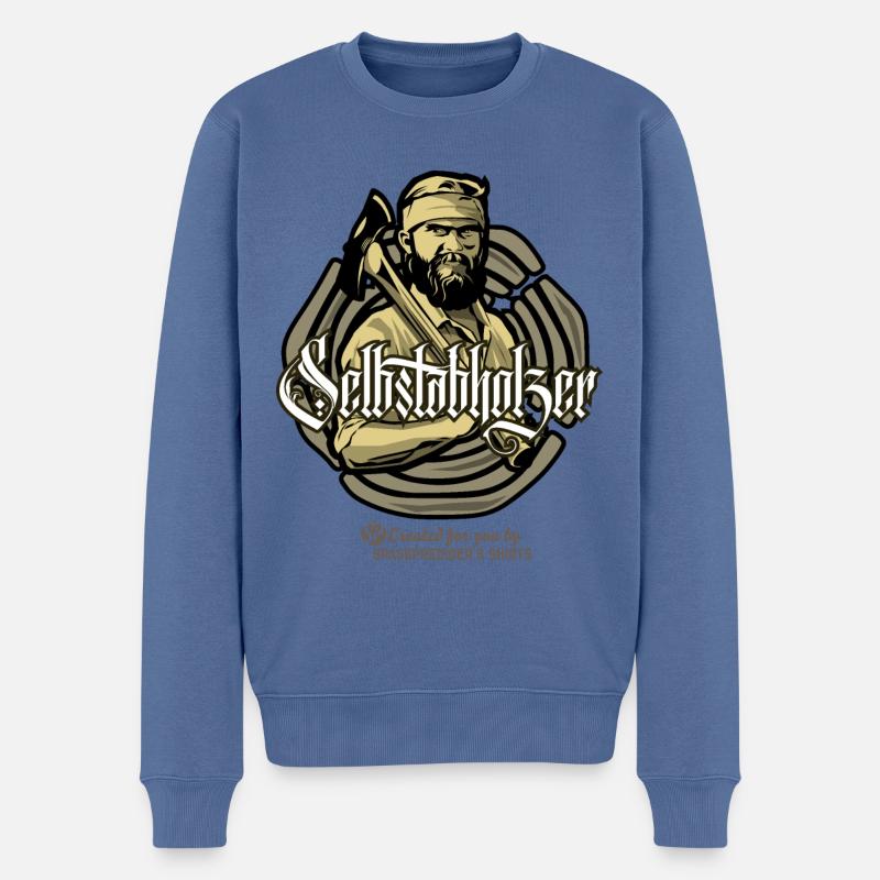 Holzfäller Spruch Selbstabholzer - Männer Premium Bio Pullover - Taubenblau