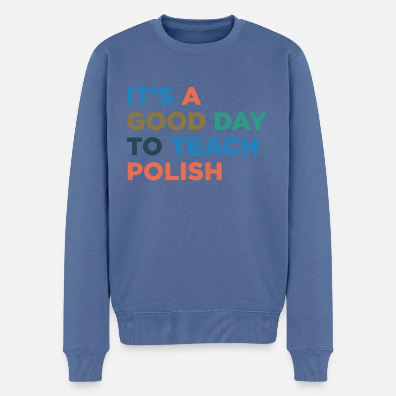 Enseigner au professeur de polonais - Pull Premium bio Homme - bleu pigeon