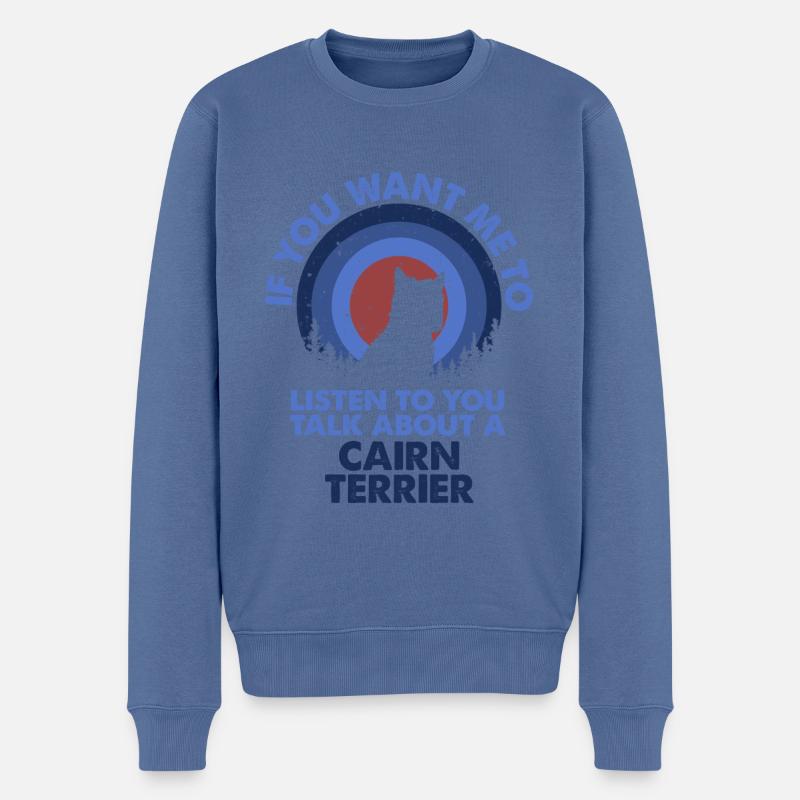 Parler du chien Cairn Terrier - Pull Premium bio Homme - bleu pigeon