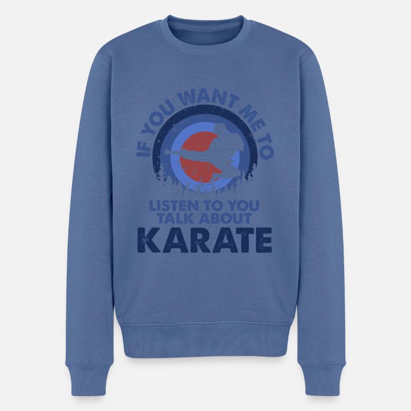 Je veux écouter parler karaté - Pull Premium bio Homme - bleu pigeon