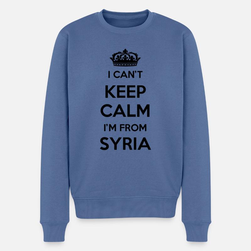 Ich Kann Nicht Ruhig Bleiben, Ich Bin Aus Syrien - Männer Premium Bio Pullover - Taubenblau