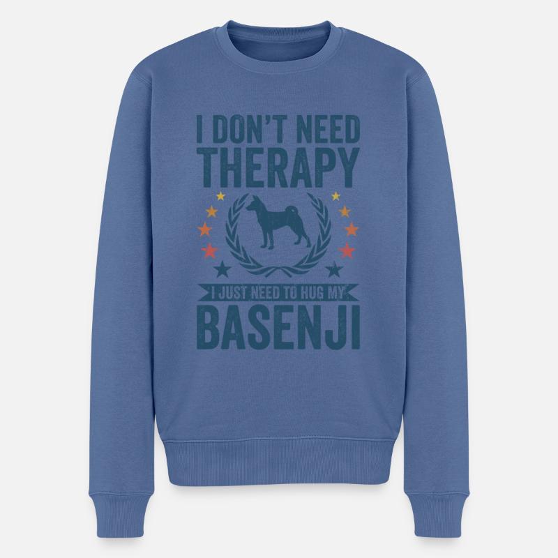 Brauche Keine Therapie - Basenji - Männer Premium Bio Pullover - Taubenblau