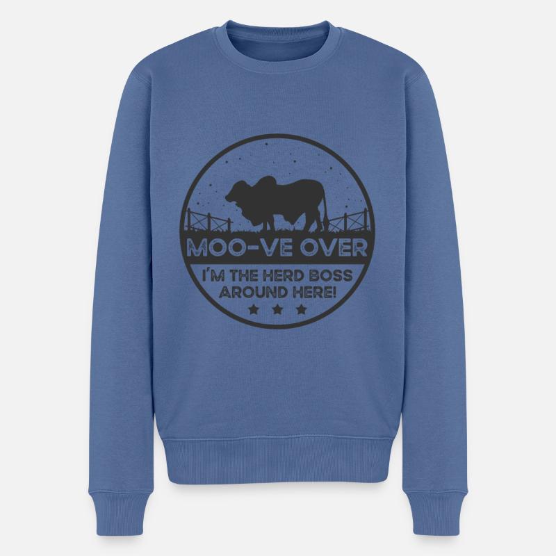 Moo -ve About Cow - Brahman - Pull Premium bio Homme - bleu pigeon