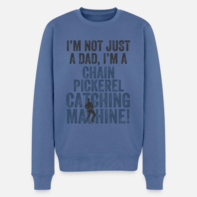 Papa Fängt - Kettenpickerelfischen - Männer Premium Bio Pullover - Taubenblau