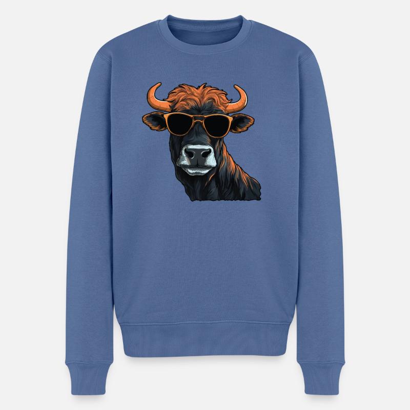 Papa Mama Sonnenbrille - Galloway - Männer Premium Bio Pullover - Taubenblau