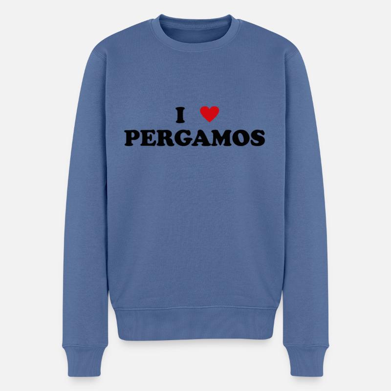 Coeur Chypre City - J’aime Pergame - Pull Premium bio Homme - bleu pigeon