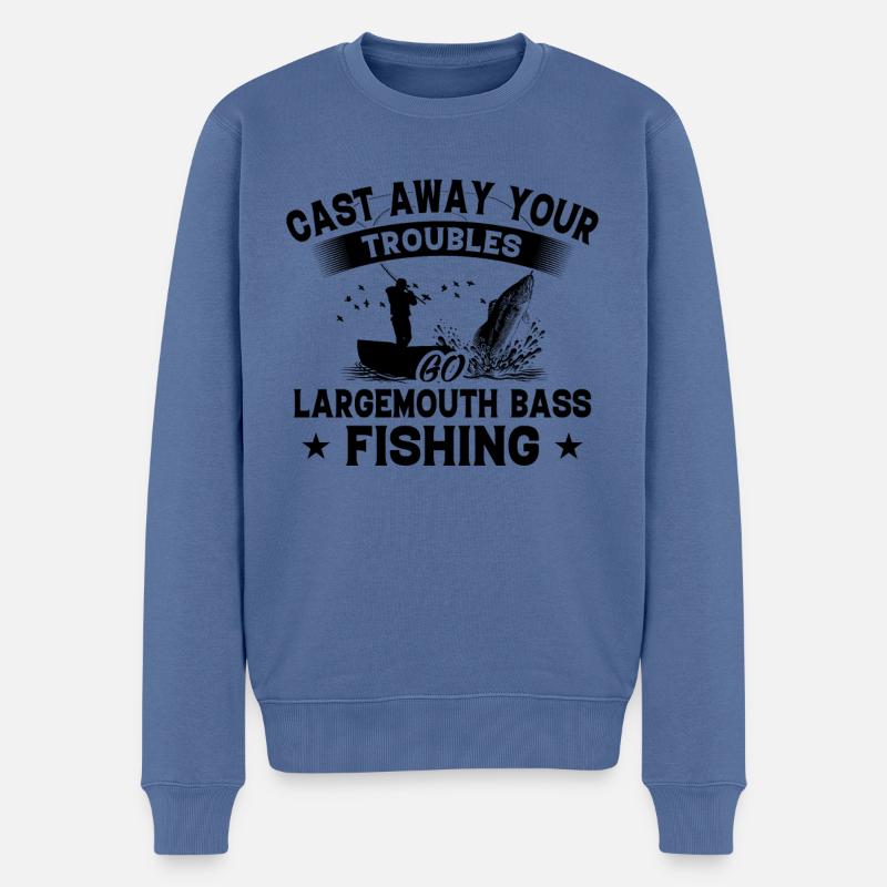 Wegwerfen - Fisch Forellenbarsch - Männer Premium Bio Pullover - Taubenblau