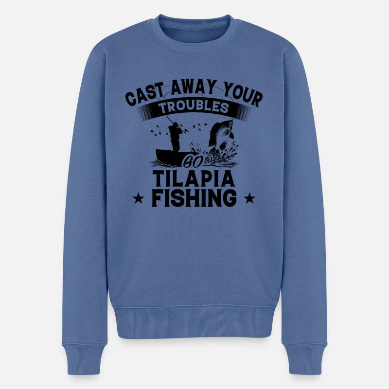 Wegwerfen - Fischtilapia - Männer Premium Bio Pullover - Taubenblau
