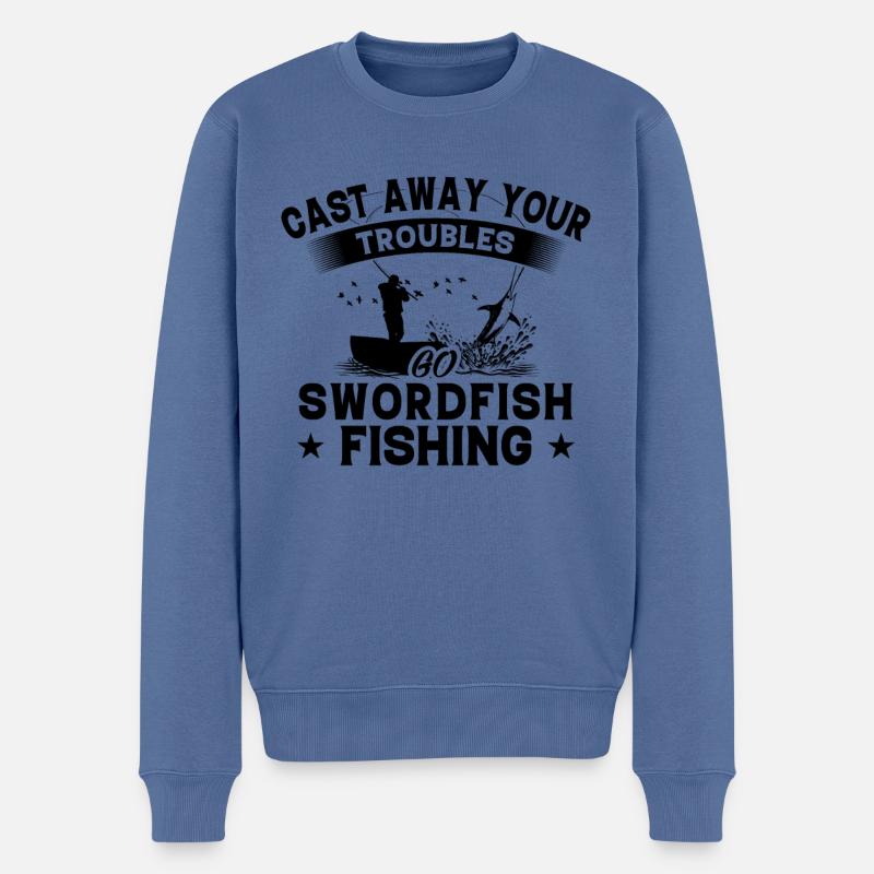 Wegwerfen - Fischschwertfisch - Männer Premium Bio Pullover - Taubenblau