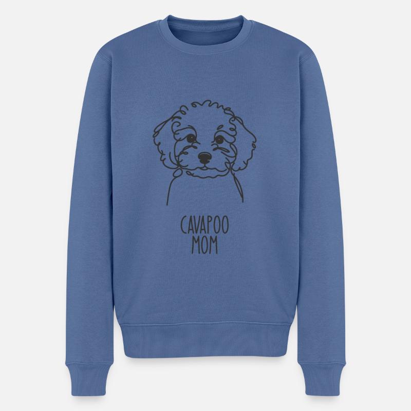 Maman au trait - Cavapoo - Pull Premium bio Homme - bleu pigeon