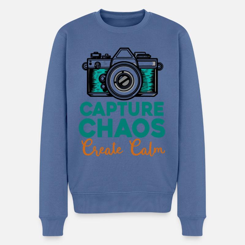 Chaos Capture Create Calm - Photographie - Pull Premium bio Homme - bleu pigeon