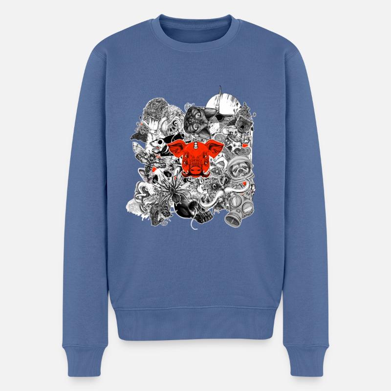 Stickers animaux - Pull Premium bio Homme - bleu pigeon