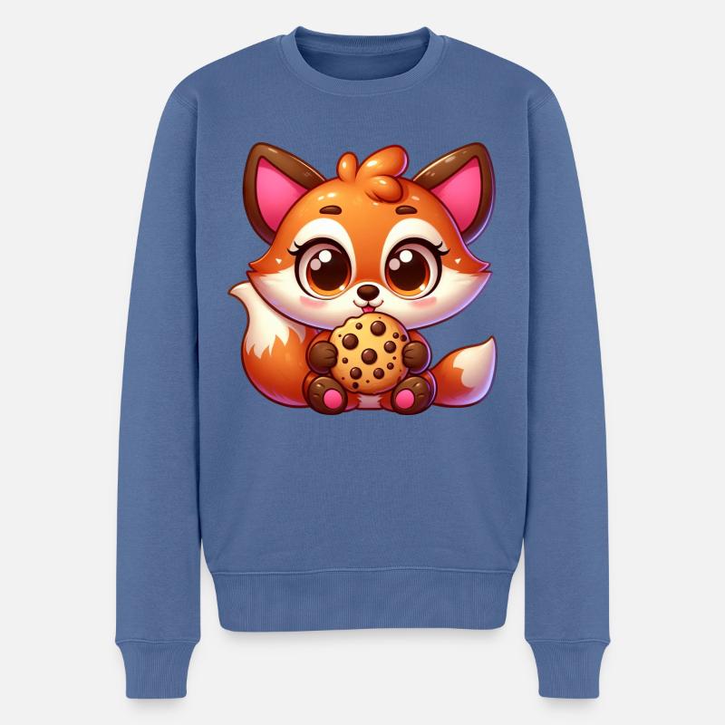 Mignon renard cookie dessin animé - Pull Premium bio Homme - bleu pigeon