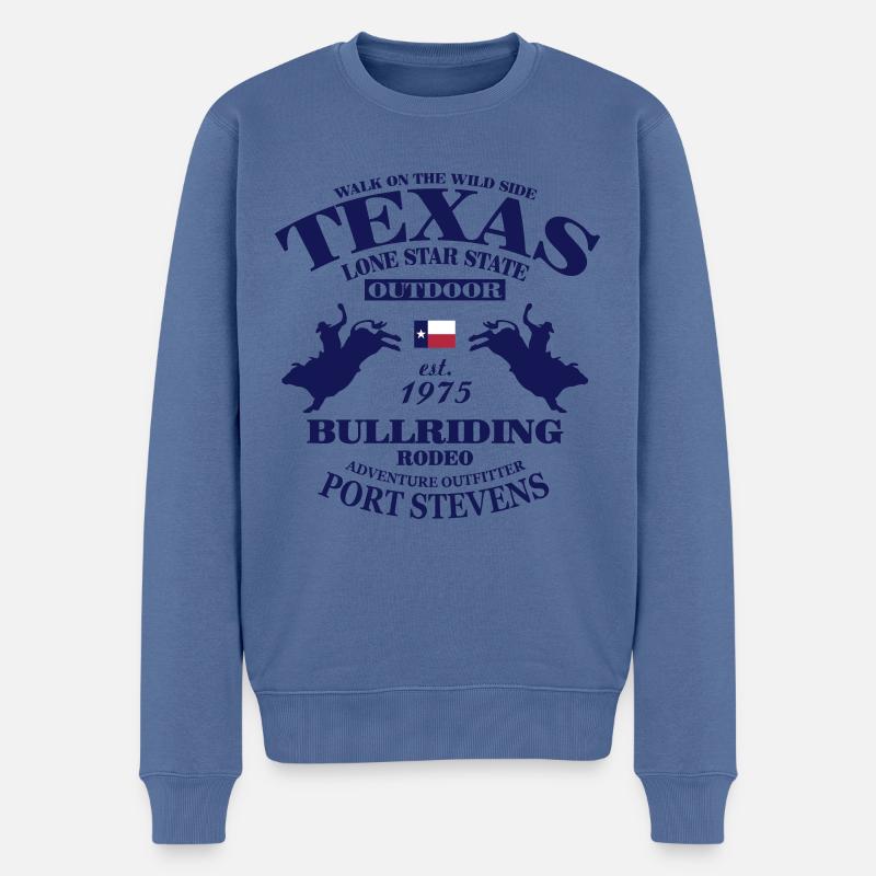 Texas - Bullriding - Männer Premium Bio Pullover - Taubenblau