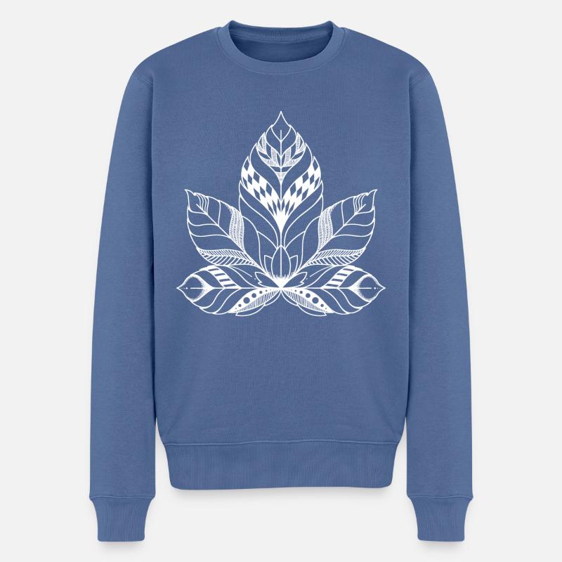 Annileaf white - Männer Premium Bio Pullover - Taubenblau