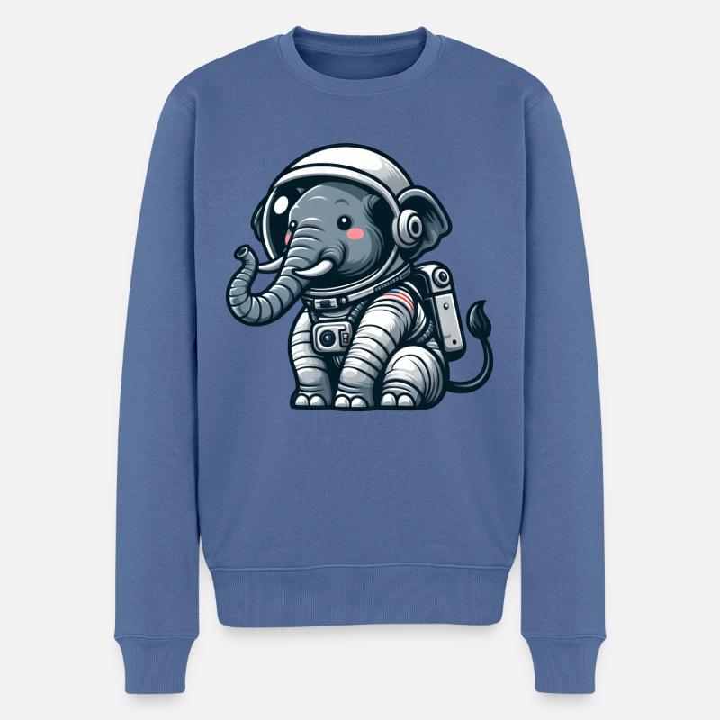 Elefant Astronaut Weltraum Universum - Männer Premium Bio Pullover - Taubenblau