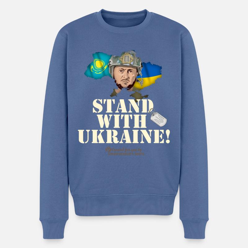 Kasachstan Ukraine - Männer Premium Bio Pullover - Taubenblau