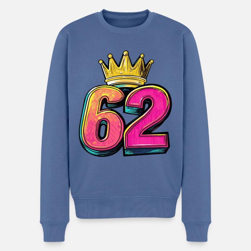 62 Zahl Krone - Männer Premium Bio Pullover - Taubenblau