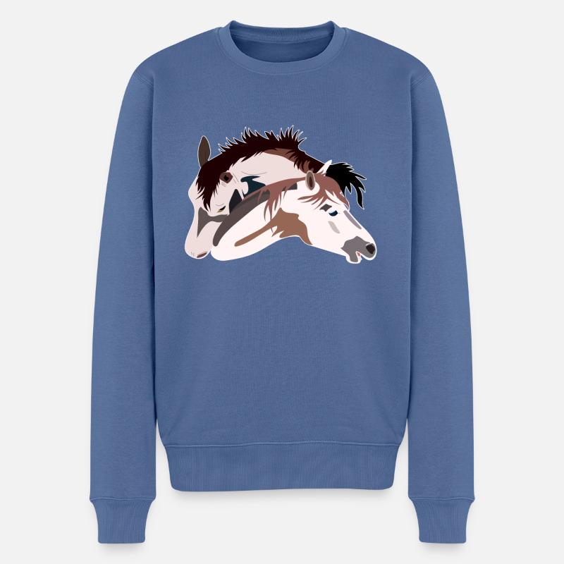couple de chevaux - Pull Premium bio Homme - bleu pigeon