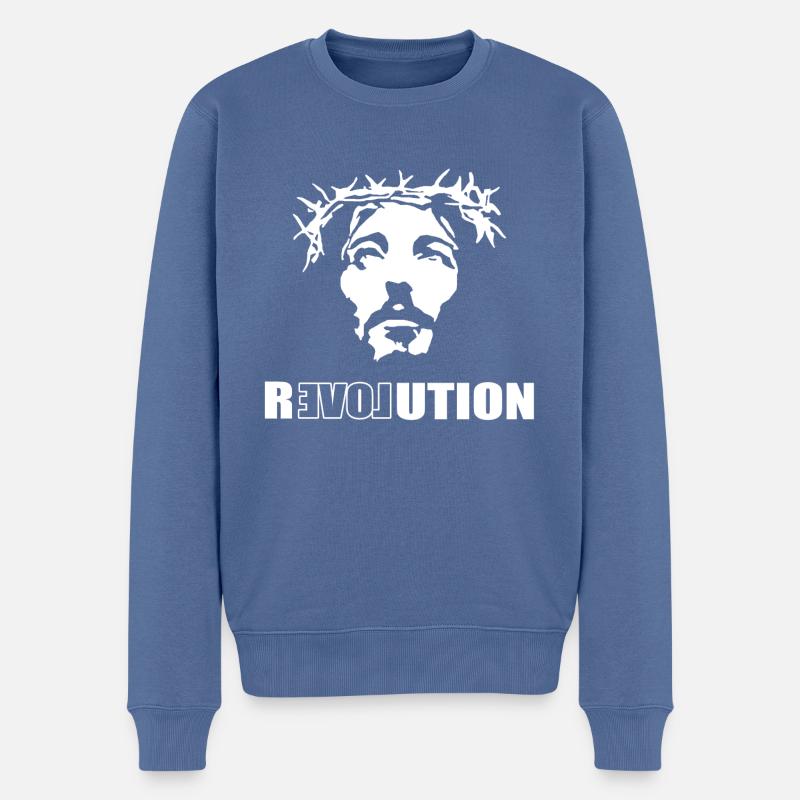 Revolution Relovution - Männer Premium Bio Pullover - Taubenblau