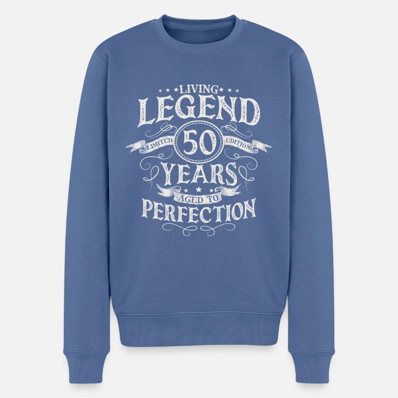 50. Geburtstag Lebende Legende 50 Jahre Geschenk - Männer Premium Bio Pullover - Taubenblau